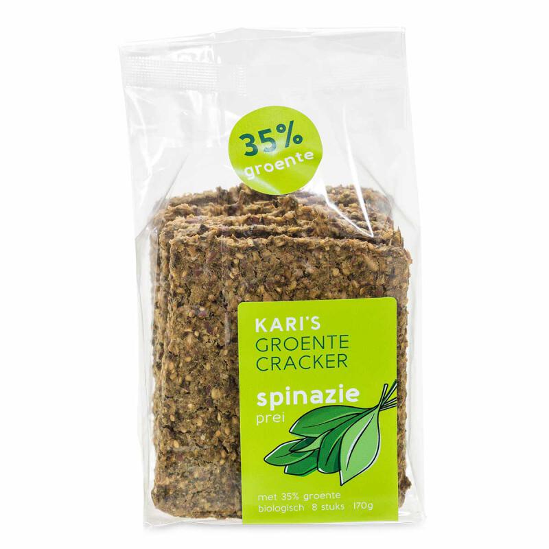 Groentecracker spinazie van Kari`s Crackers, 6 x 170 g