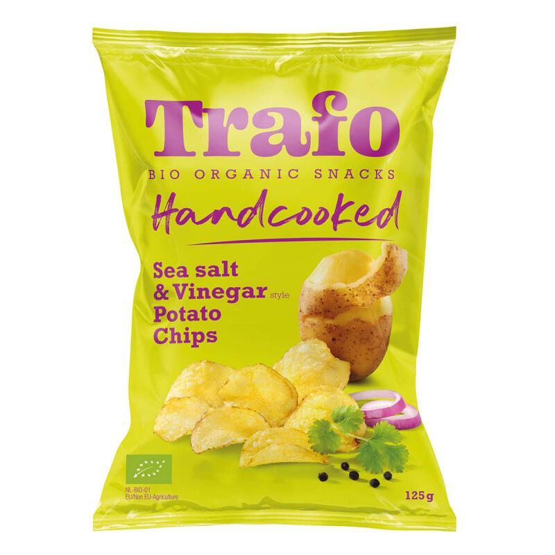 Handcooked chips salt + vinegar van Trafo, 10 x 125 g