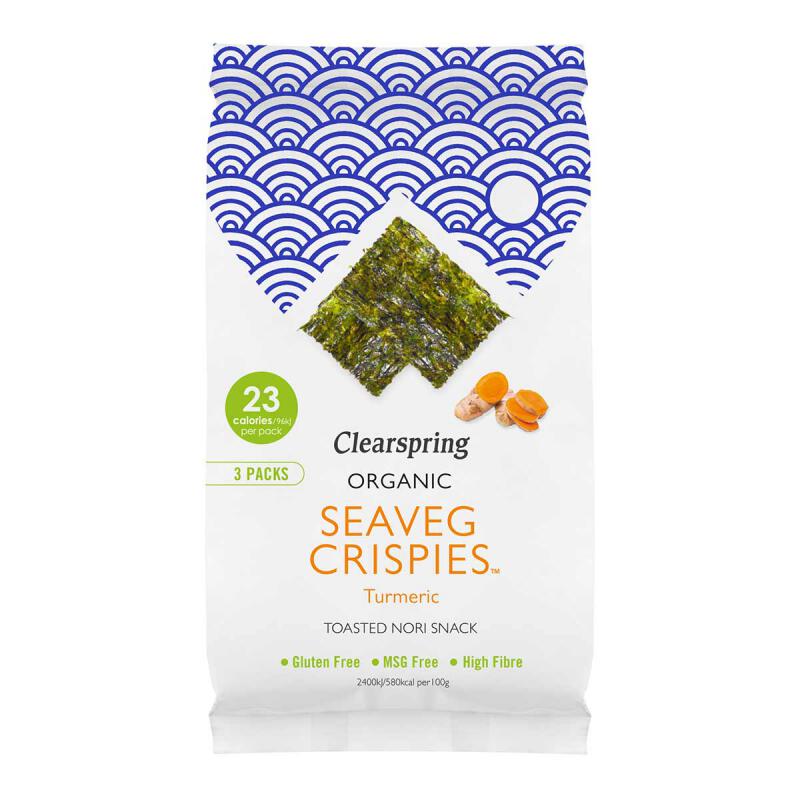 Seaveg crisp turmeric multi van Clearspring, 8 x 3 stk