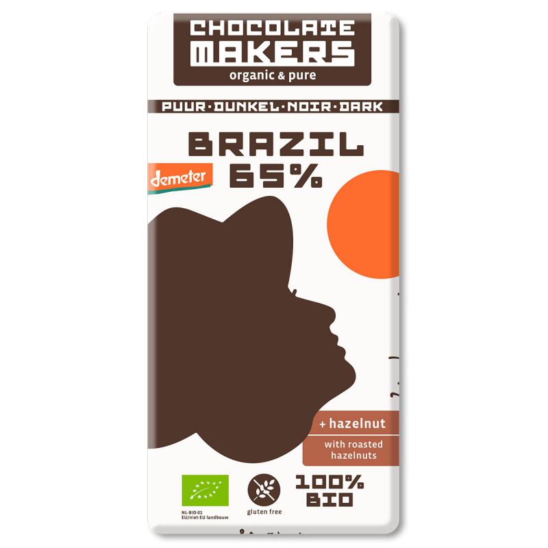 Chocolade brazil 65% hazelnoot van Chocolatemakers, 10 x 80 g