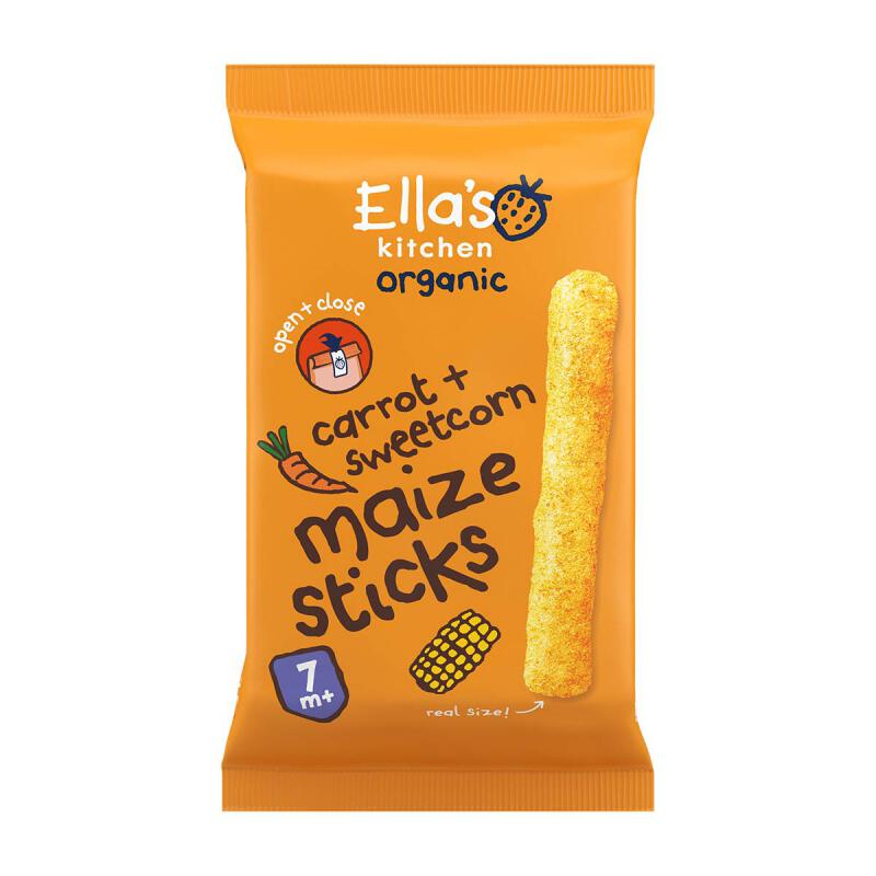 Maize sticks wortel mais 7mnd van Ella`s kitchen, 5 x 16 g