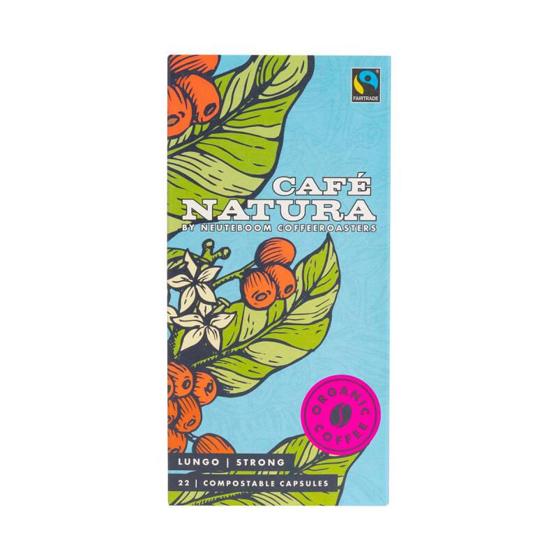 Koffiecups lungo strong van Café Natura, 6 x 22 stk