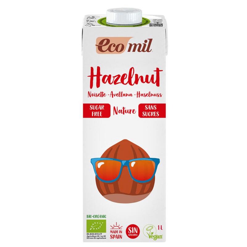 Hazelnootdrank ongezoet van Ecomil, 6 x 1 l