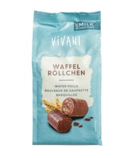 Wafelrolletjes melk van Vivani, 6 x 125 g