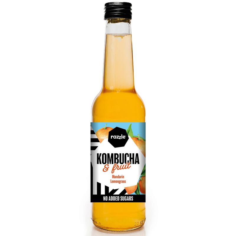Kombucha mandarijn citroengras van Razzle, 8 x 275 ml
