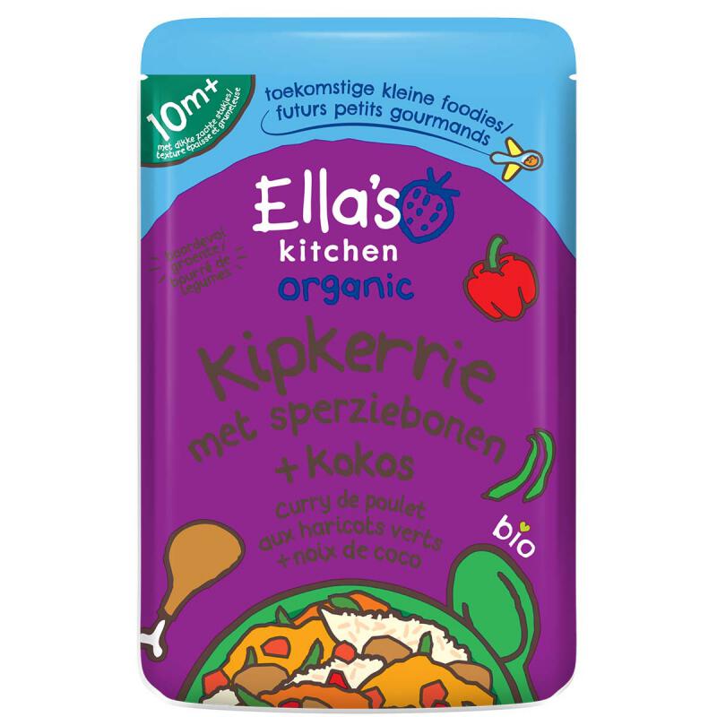 Knijp kipkerrie sperzieboon 10m van Ella`s kitchen, 7 x 190 g