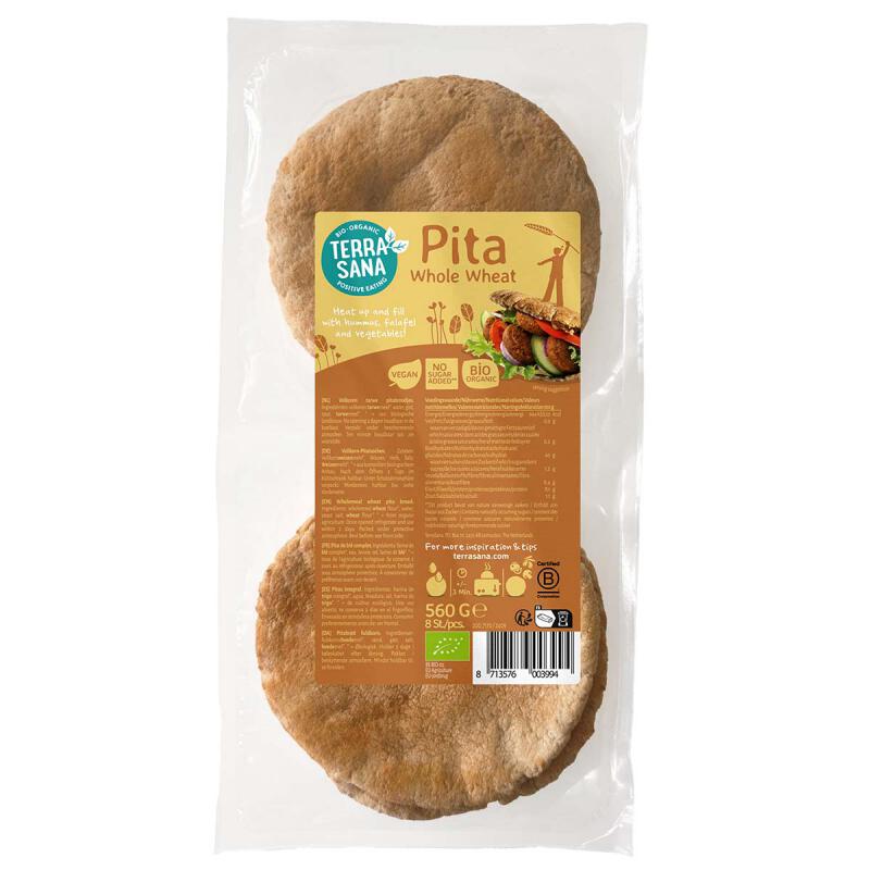 Pitabroodjes volkoren 8st van TerraSana, 6 x 560 g