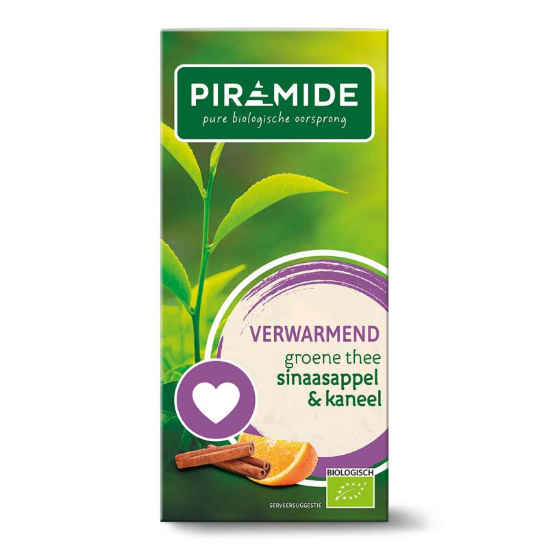 Groene thee verwarmend van Piramide, 6 x 20 builtje