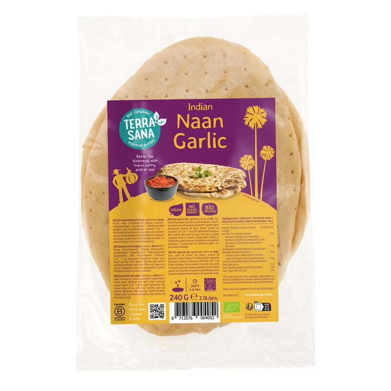 Naan knoflook van TerraSana, 6 x 240 g