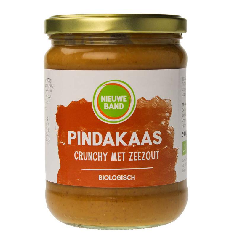 Pindakaas crunchy met zeezout van De Nieuwe Band, 6 x 500 g
