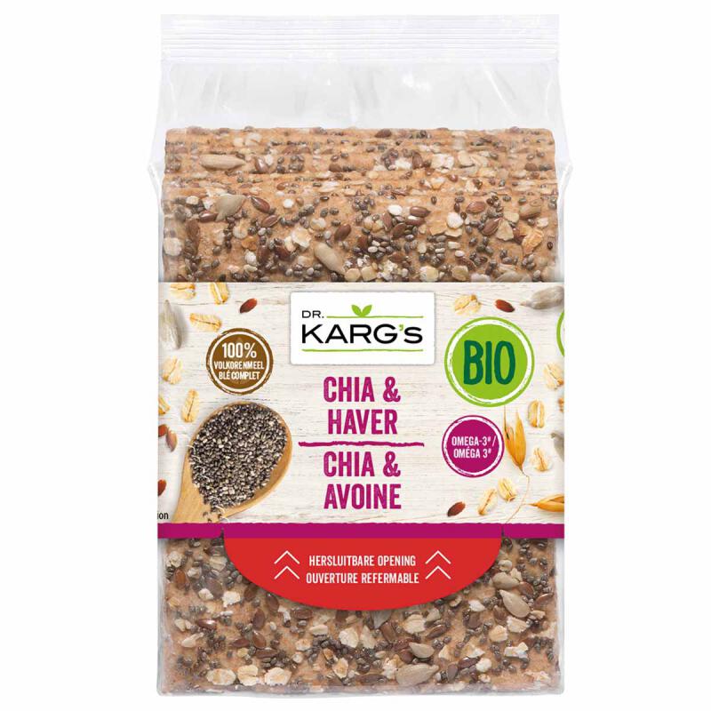 Crispbread chia + haver van Dr. Karg`s, 10 x 200 g