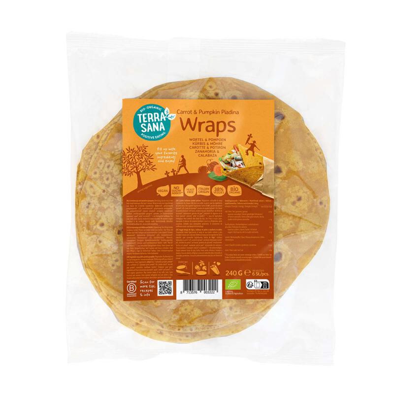Groentewraps wortel pompoen van TerraSana, 6 x 240 g