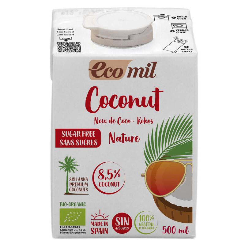Kokosdrank ongezoet van Ecomil, 6 x 500 ml