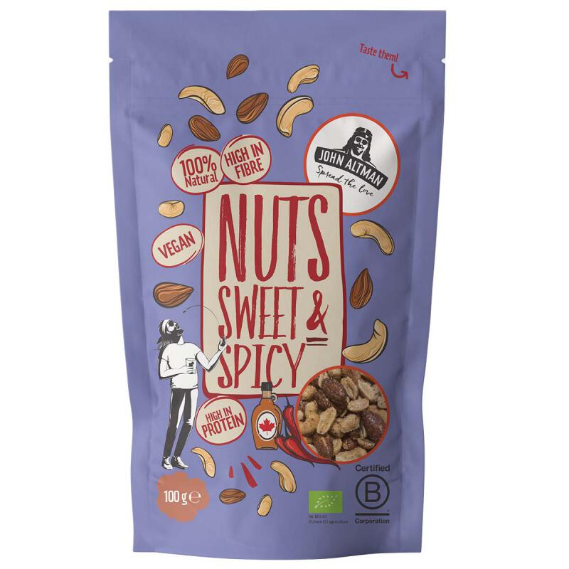 Gemengde noten sweet + spicy van John Altman, 14 x 100 g