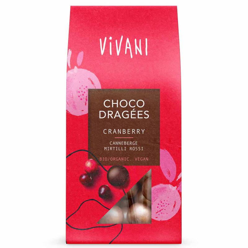 Choco dragees cranberry van Vivani, 8 x 75 g