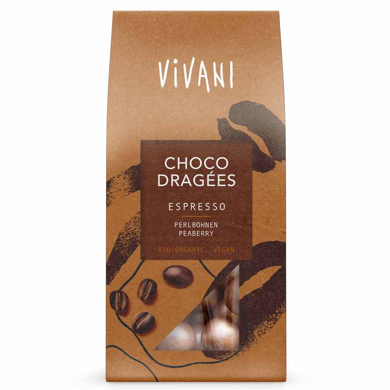 Choco dragees espresso van Vivani, 8 x 75 g