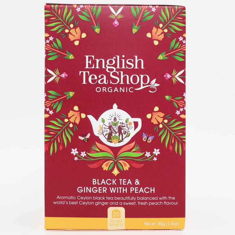 Black tea ginger peach van ENGLISH TEASHOP, 6 x 20 builtje