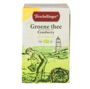 Groene thee met cranberry van Terschellinger, 10 x 18 builtje Groene thee met cranberry van Terschellinger, 10 x 18 builtje