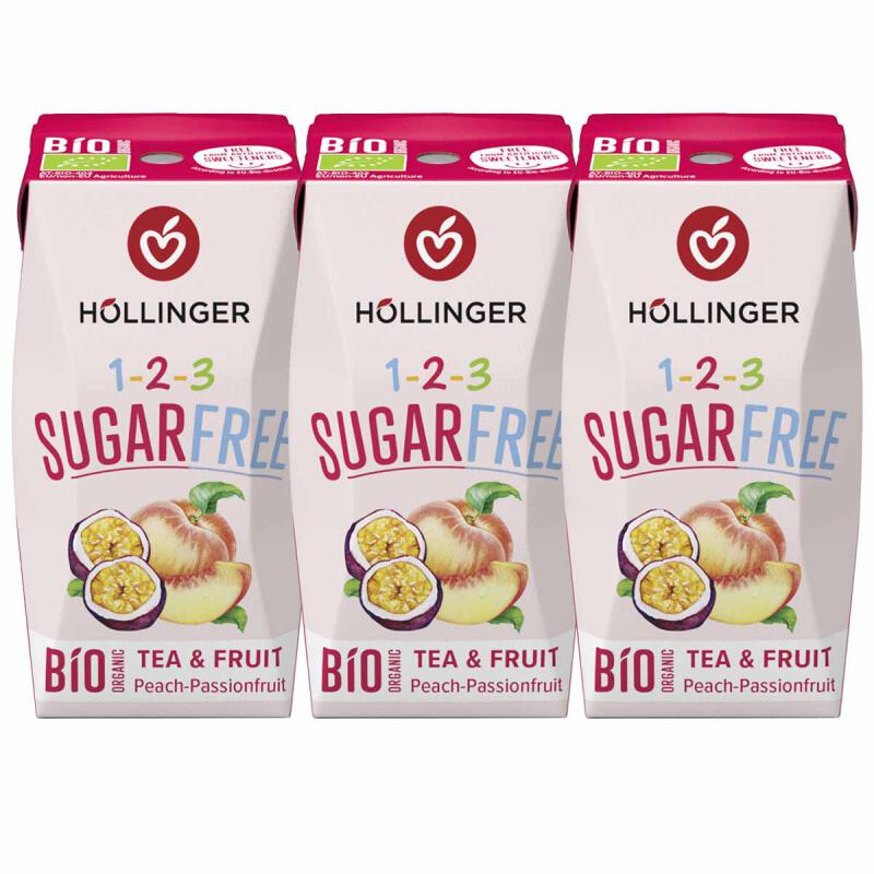 Perzik maracujal suikervrij van Höllinger, 8 x 3 x 200 ml