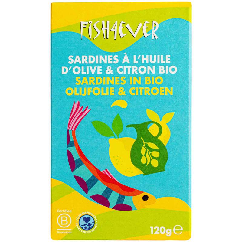 Sardines olijfol. citroen van Fish 4 Ever, 12 x 120 g