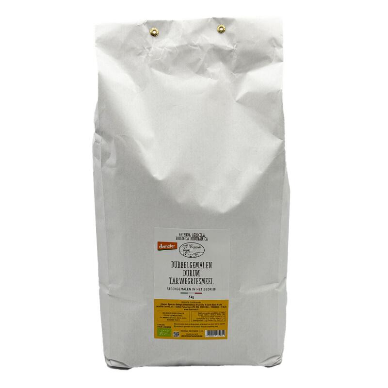Tarwegriesmeel durum dubbelgemalen van IL CERRETO, 2 x 5 kg