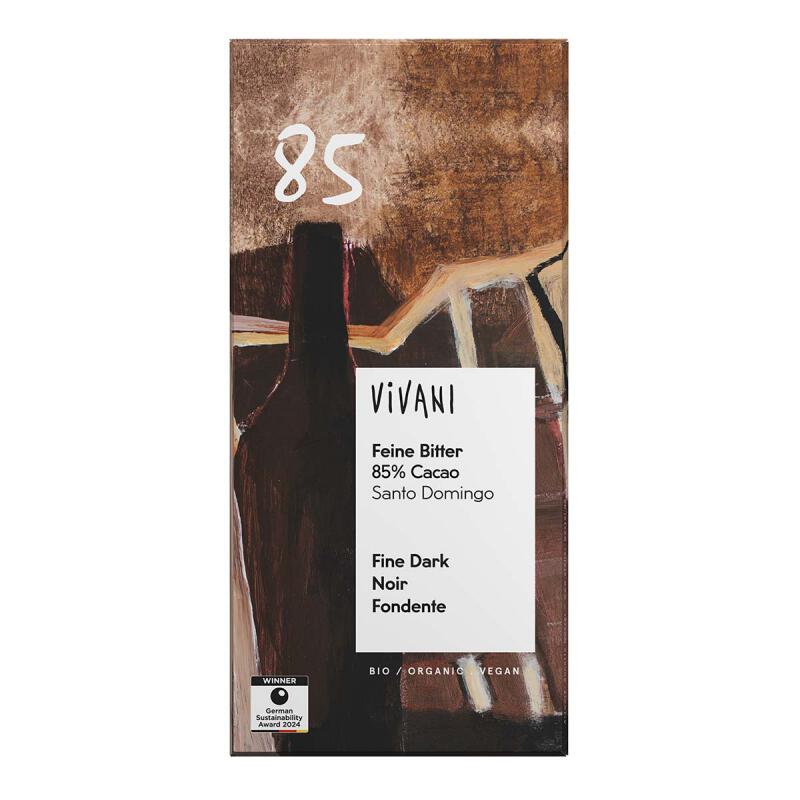 Tablet puur 85% van Vivani, 10 x 80 g