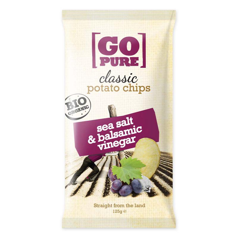 Chips Zeezout + Balsamico azijn van Go pure, 10 x 125 g