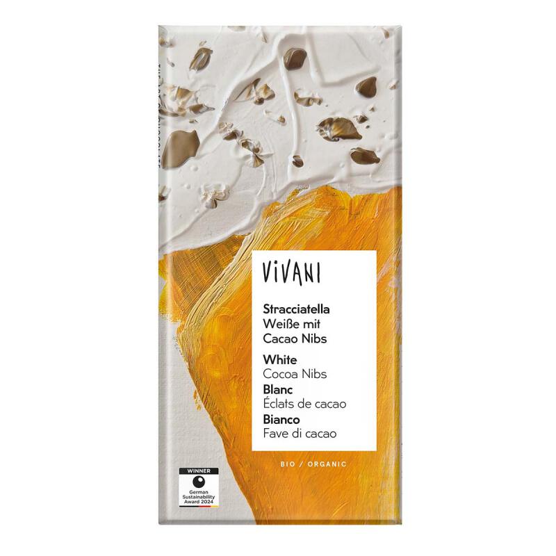 Chocolade Tablet wit stracciatella van Vivani, 10 x 80 g