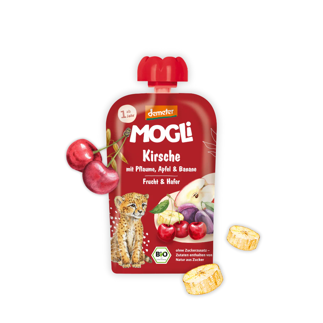 Knijpfruit kers pruim van Mogli, 10 x 100 g