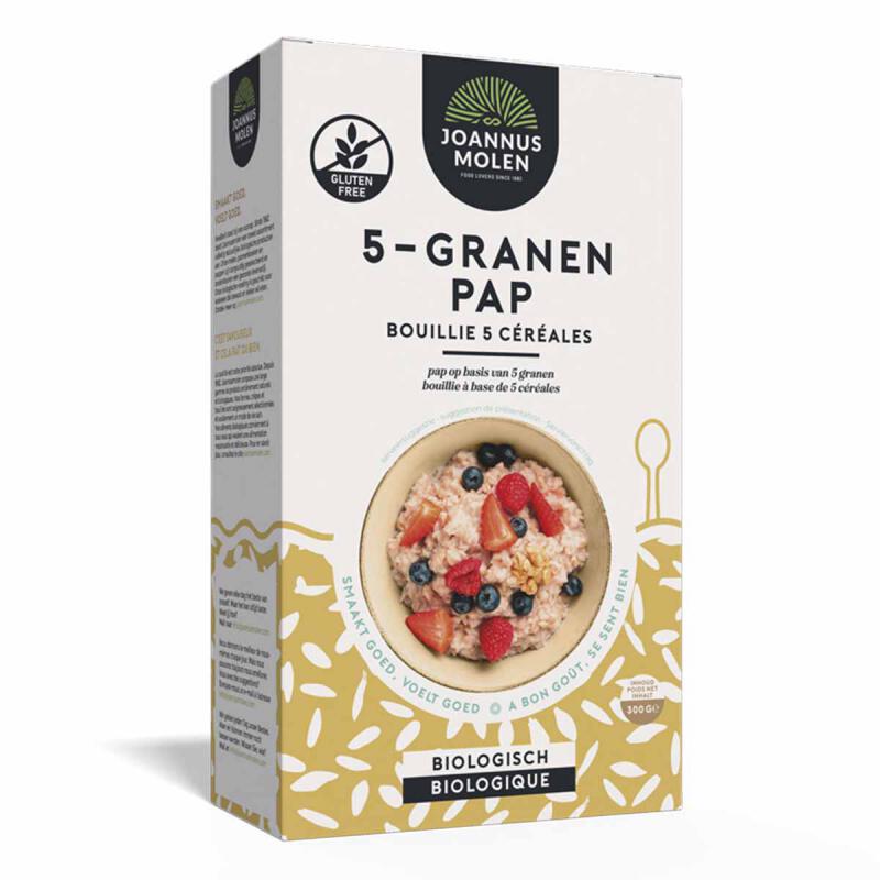 5-granen pap glutenvrij van Joannusmolen, 6 x 300 g