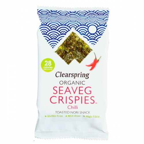 Seaveg crispies chilli nori snack van Clearspring, 16 x 4 g