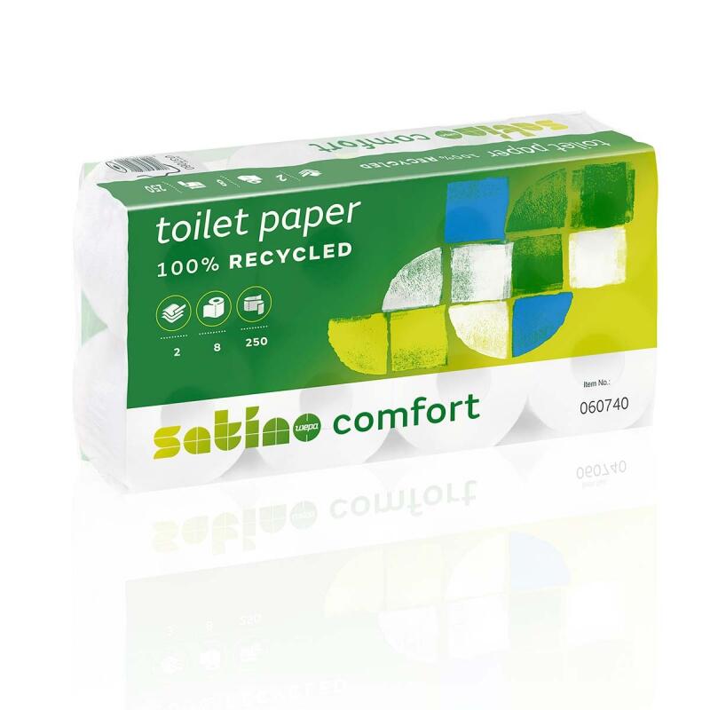 Premium toiletpapier (2 laags) van Satino, 8 x 8 stk