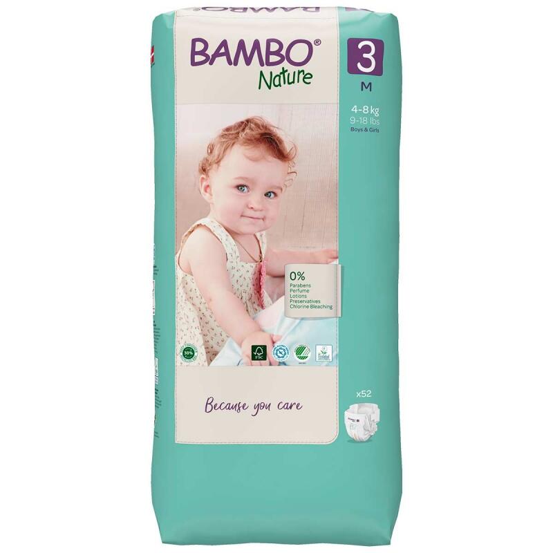 Luiers maat m - 3 (tall pack) van Bambo Nature, 3 x 52 stk