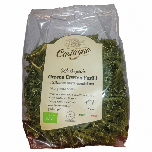 Fusilli groene erwten van Castagno, 6 x 250 g