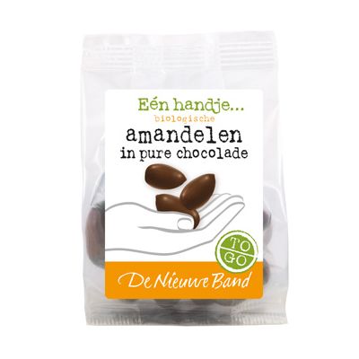 Amandelen in pure chocolade van De Nieuwe Band, 12 x 75 g