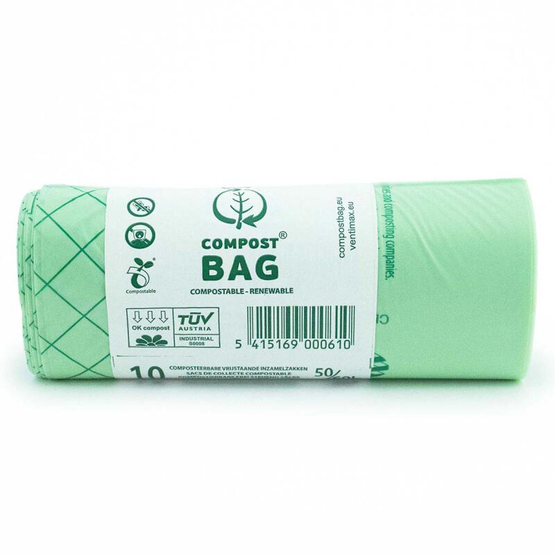 Afvalzak 60lt composteerbaar van Biobag, 12 x 10 stk