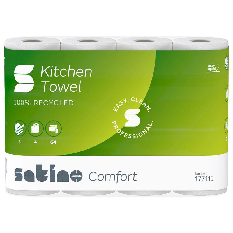Keukenrol 3lg 64vl comfort van Satino, 8 x 4 stk