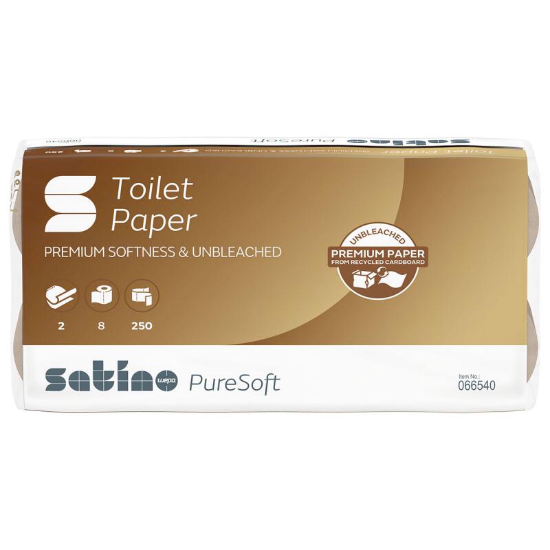 Toiletpapier 2lg 250vl puresoft van Satino, 8 x 8 stk