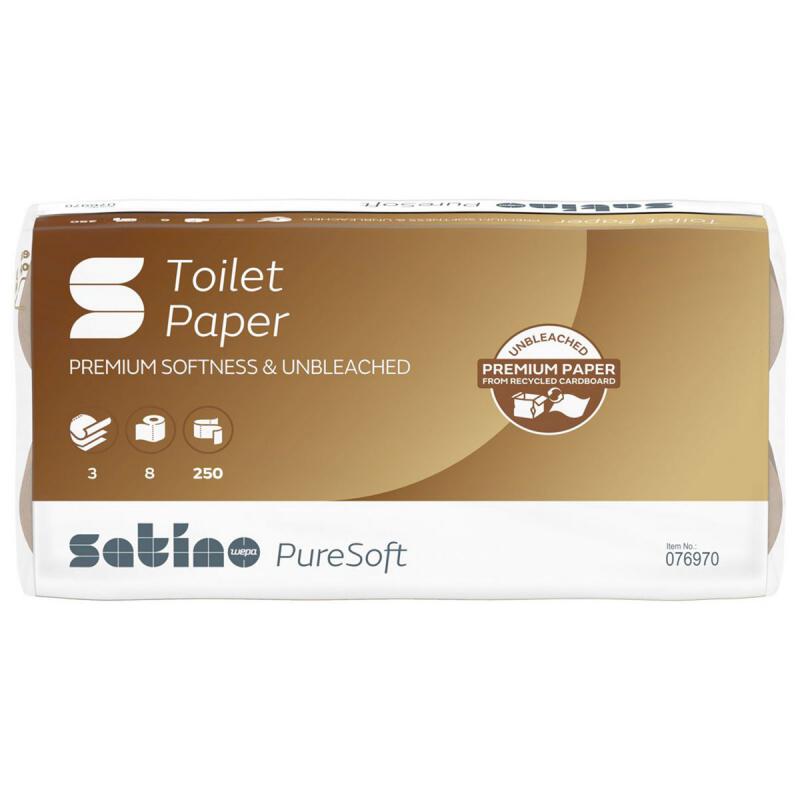 Toiletpapier 3lg 250vl puresoft van Satino, 8 x 8 stk