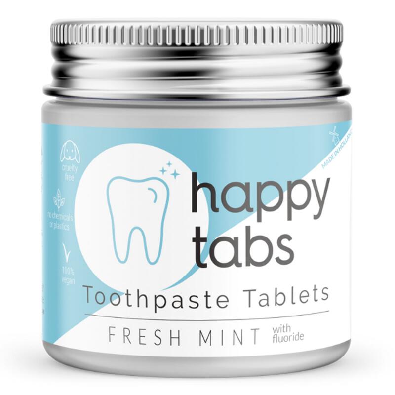 Tandpasta tabletten fresh mint + fluoride van HAPPY TABS, 1 x 80
