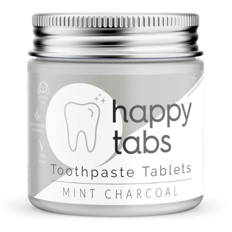 Tandpasta tabletten mint charcoal (fluoridevrij) van HAPPY TABS,