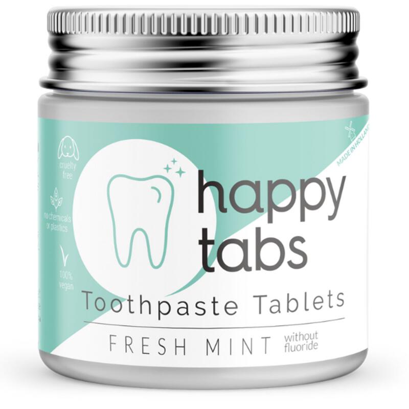 Tandpasta tabletten fresh mint fluoridevrij van HAPPY TABS, 1 x