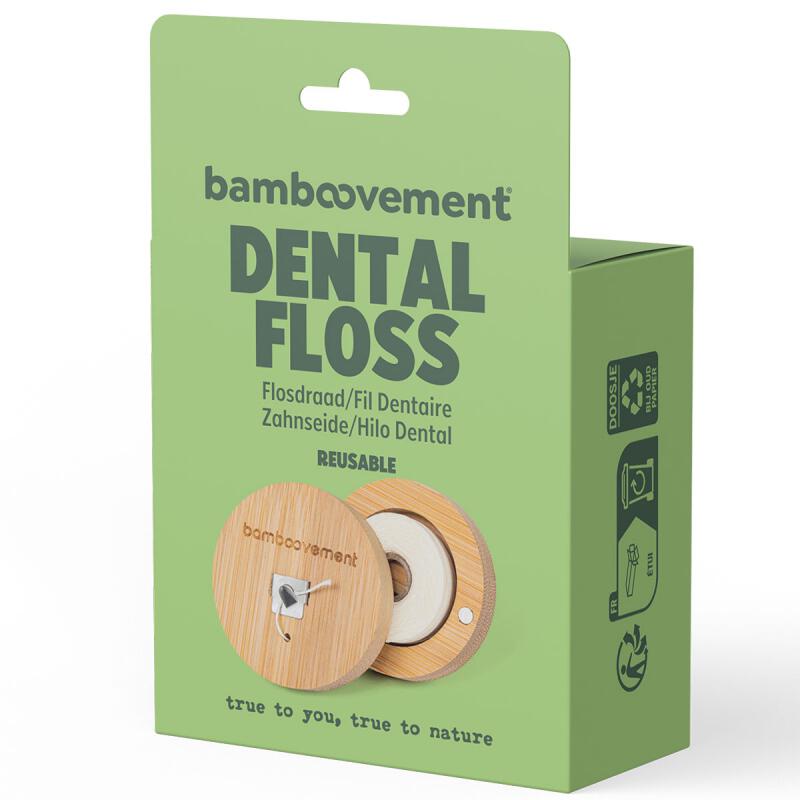 Tandfloss in bamboe case van BAMBOOVEMENT, 10 x 1 stk