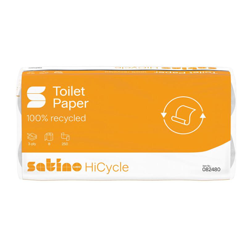 Toiletpapier 3lg 250vl 8x hicycle van Satino, 8 x 8 stk