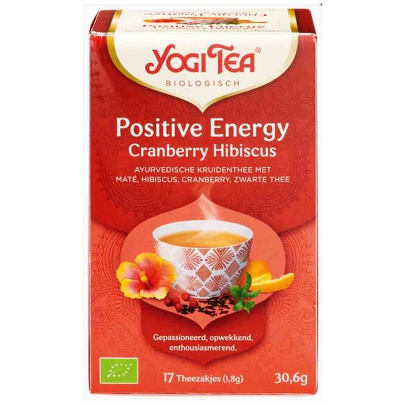 Positive energy cranberry hibiscus thee van YogiTea, 6x17blts