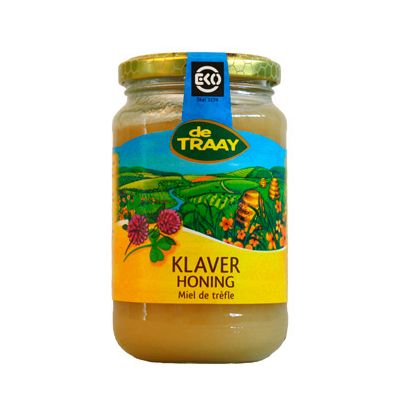 Klaver honing wit crème van De Traay, 6 x 350 g
