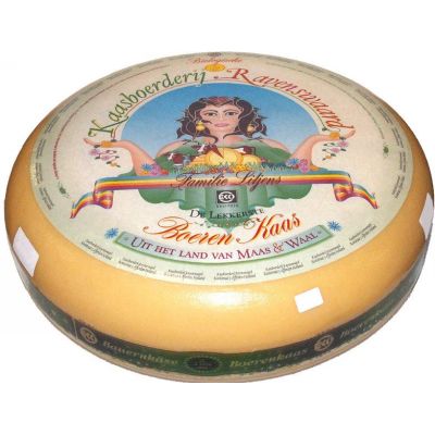 Extra belegen boerenkaas 48+ van Ravenswaard, ongeveer 12 kg