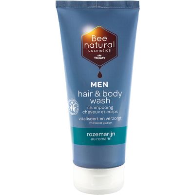 Men hair & body wash rozemarijn van Bee Honest, 1x 200ml.