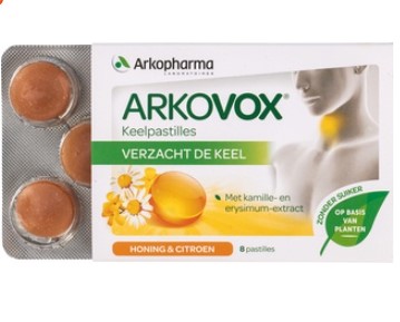 Keelpastilles honing-citroen van Arkovox, 1 x 8 stk