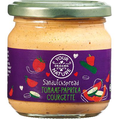 Sandwichspread tomaat-paprika-courgette van Your Organic Nature,